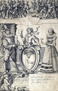 Cartoon voor de Frankfurtse slager Philipp Mohr en zijn vrouw Catherine door Adam Elsheimer